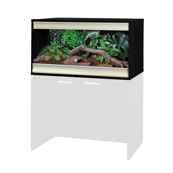 Vivexotic Terrestrial medium vivarium in black paired with a greyed out medium vivarium in Black