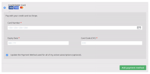 input card details