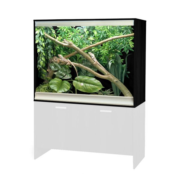 Black VivExotic Large Deep Arboreal Vivarium on a greyed out large vivarium stand