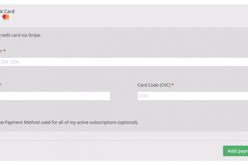 input card details